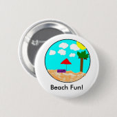 Beach Fun. Ronde Button 5,7 Cm (Voorkant /achterkant)