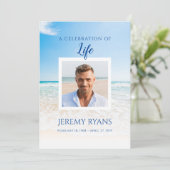 Beach Funeral Memorial Card Kaart (Staand voorkant)