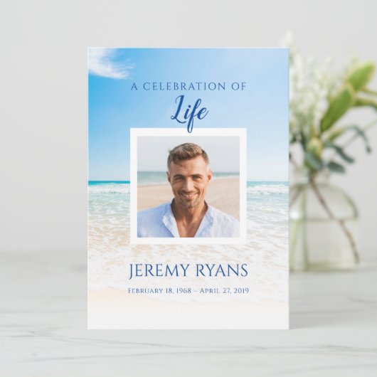 Beach Funeral Memorial Card Kaart (Staand voorkant)