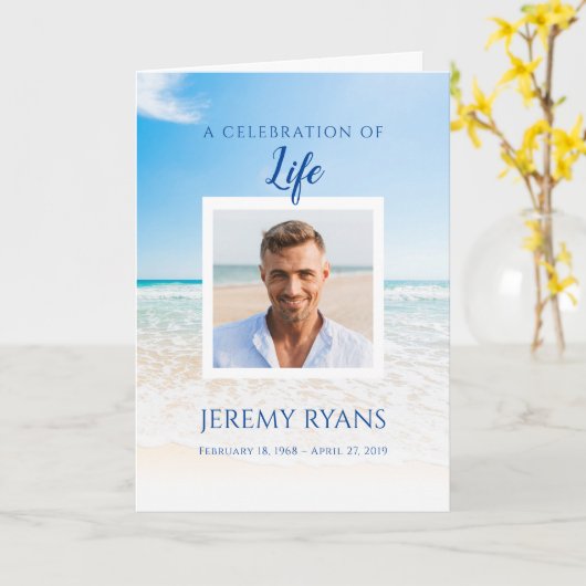 Beach Funeral Memorial Programme Kaart (Gele Bloem)