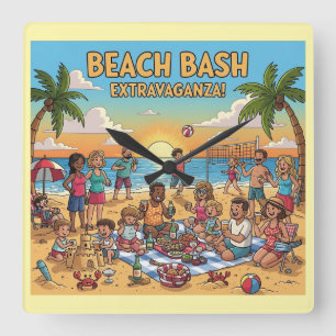 Beach Gathering Vierkante Klok