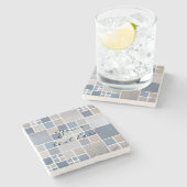 Beach Geometric Mosaic Pattern Stone Onderzetter (Zijkant)