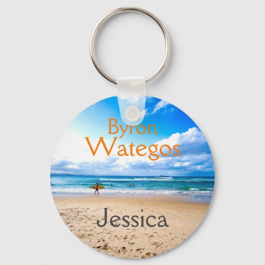 Beach gepersonaliseerd door Byron Bay Sleutelhanger (Voorkant)