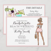 Beach Girl Bachelorette Party Invitation Kaart (Voorkant / Achterkant)