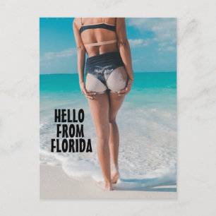 BEACH GIRL BIKINI zand op kont FLORIDA BRIEFKAARTE Briefkaart
