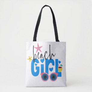 Beach Girl Fun Typografie Vakantie Draagtas