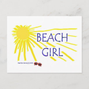 Beach Girl Sun   Carte postale Blue Beach Song™