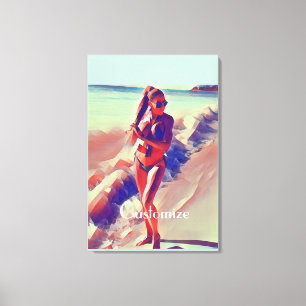 Beach Girl Thunder_Cove Canvas Afdruk