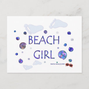 Beach Girl Voetafdrukken Blue Beach Song™-Briefk Briefkaart