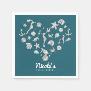 Beach Glam Diamond Heart Vrijgezellenfeest Wedding Servetten