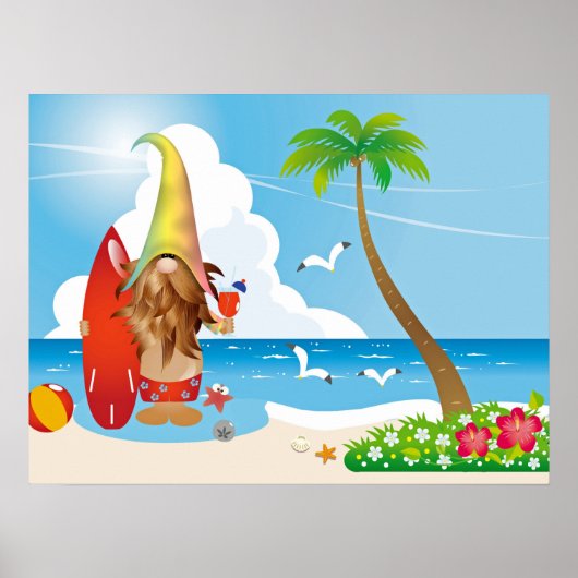 Beach Gnome Art Poster (Voorkant)