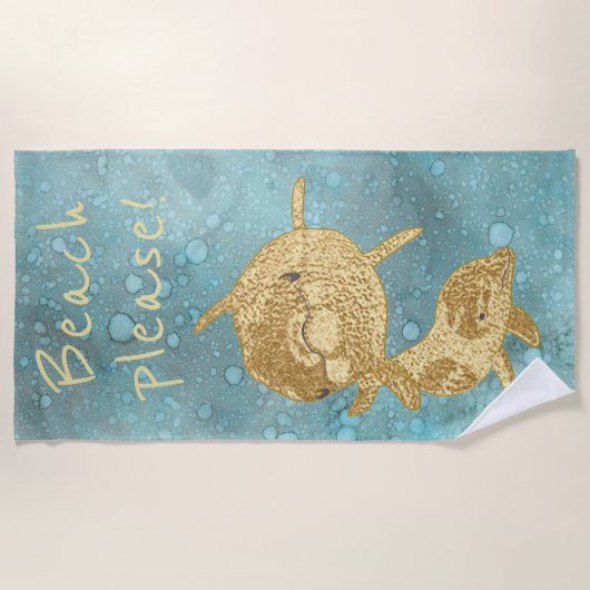 Beach Gold Dolphins "Beach Please" Strandlaken (Voorkant)