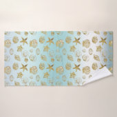 Beach Gold Sea Shells Aqua Blue Ombre (Serviette de bain)