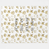 Beach Gold Sea Shells Fleece Deken (Voorkant (Horizontaal))
