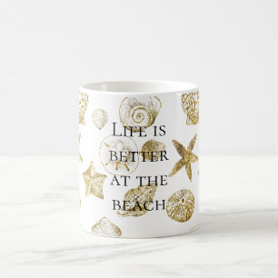 Beach Gold Sea Shells Koffiemok