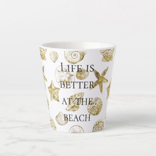 Beach Gold Sea Shells Latte Mok