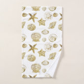 Beach Gold White Shells (Serviette à main)