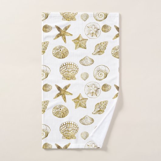 Beach Gold White Shells    (Serviette à main)
