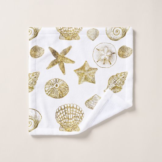 Beach Gold White Shells    (Gant de toilette)