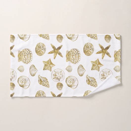 Beach Gold White Shells    (Serviette à main)