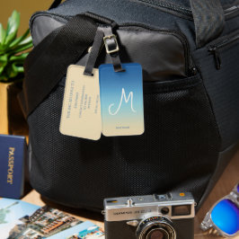 Beach Gradient Monogram Name  Bagagelabel