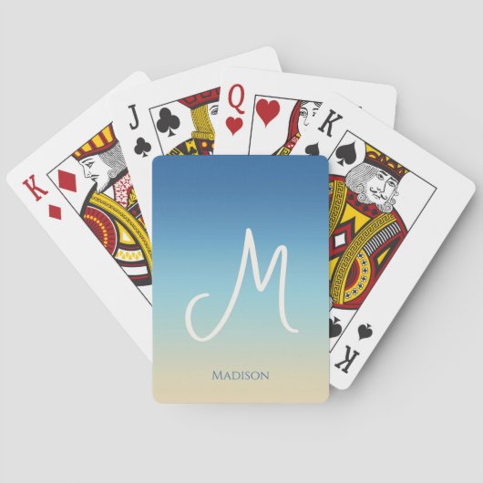Beach Gradient Monogram  Pokerkaarten (Achterkant)