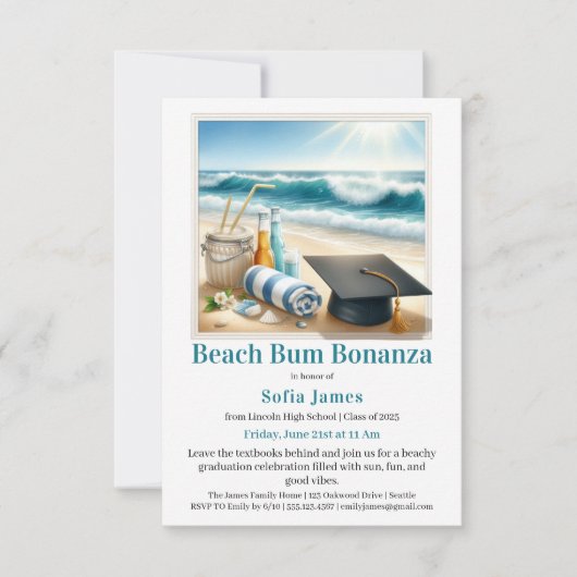 Beach Graduation Party Invitation (Devant)