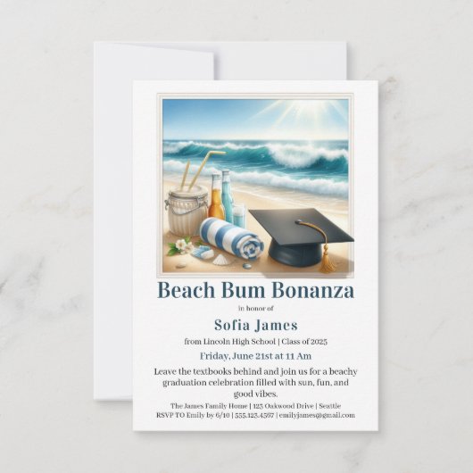 Beach Graduation Party Invitation (Devant)