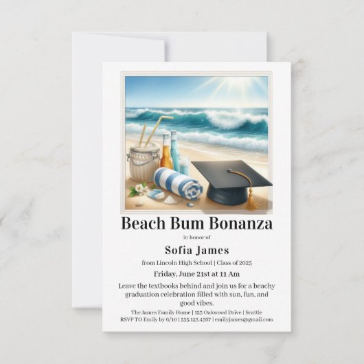 Beach Graduation Party Invitation Kaart (Voorkant)