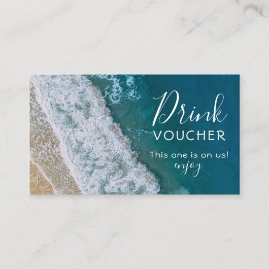 Beach Gratis Drink Voucher | Ocean Bar Token Visitekaartje (Voorkant)