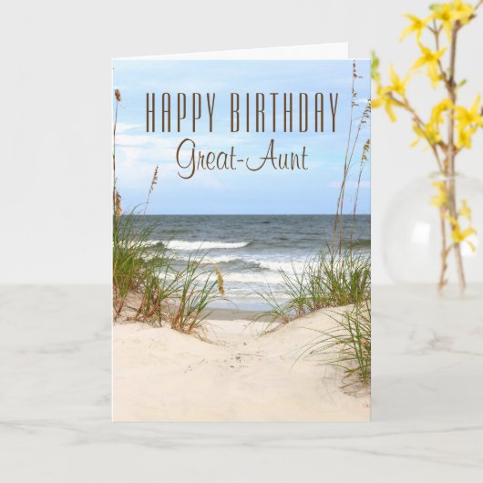 Beach Great-Aunt Birthday Kaart (Gele Bloem)