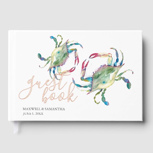 Beach Guest Book Waterverf Krabben Gastenboek (Voorkant)