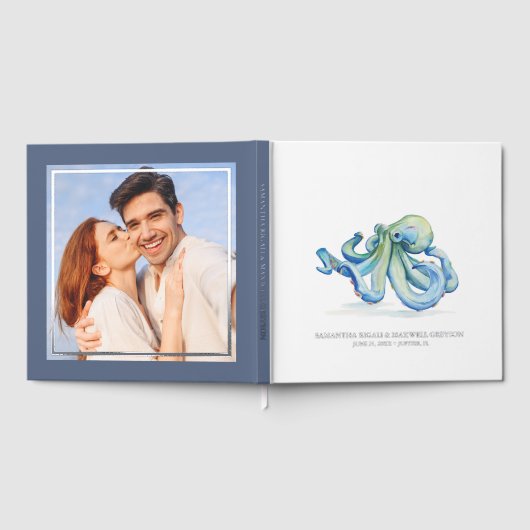 Beach Guest Book Waterverf Octopus Gastenboek (Volledig)