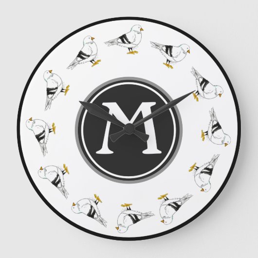 Beach Gull Seagull New York Pigeon Bird Initiaal Grote Klok (Voorkant)