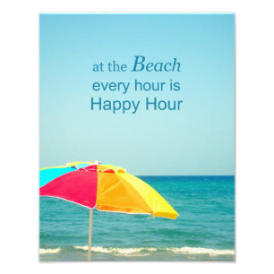 Beach Happy Hour Gezegde Foto Foto Afdruk