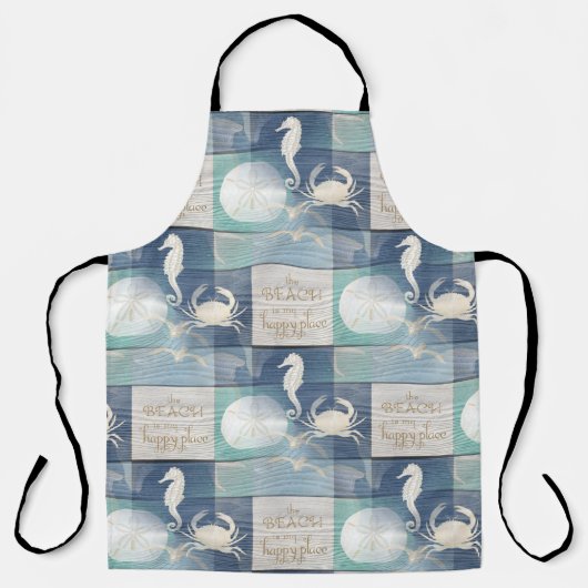Beach Happy Place Blue Aqua Apron Schort (Voorkant)