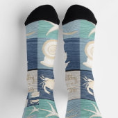 Beach Happy Place Blue Aqua Old Wood Zee Sokken (Top)