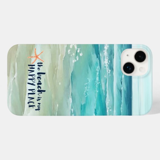 Beach Happy Place Waterverf Waves kustlijn Case-Mate iPhone Case (Achterkant (horizontaal))