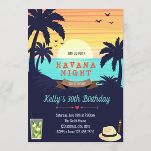 Beach Havana feest uitnodigingskaart Kaart
