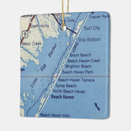 Beach Haven NJ Map Keramisch Ornament (Links)