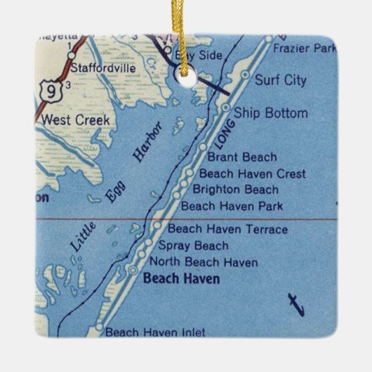 Beach Haven NJ  Map Keramisch Ornament (Voorkant)