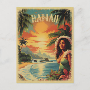 Beach Hawaii Meisje Reizen Briefkaart