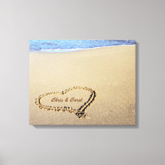Beach Heart Canvas Afdrukken met aangepaste namen
