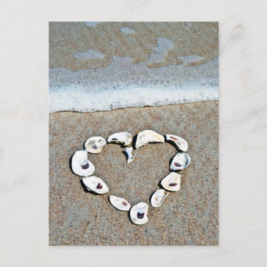 Beach Heart in Seashells Briefkaart (Voorkant)