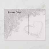 Beach Heart Sepia Bewaar de datum Aankondigingskaart (Achterkant)