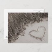 Beach Heart Sepia Postcard Briefkaart (Voorkant / Achterkant)
