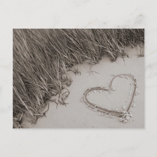 Beach Heart Sepia Postcard Briefkaart (Voorkant)