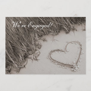 Beach Heart Sepia Verloving Aankondiging