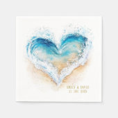 Beach Heart Shape Wave Trouwpapier Servet (Voorkant)