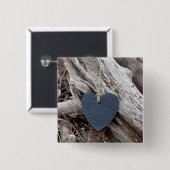 Beach Heart Vierkante Button 5,1 Cm (Voorkant /achterkant)
